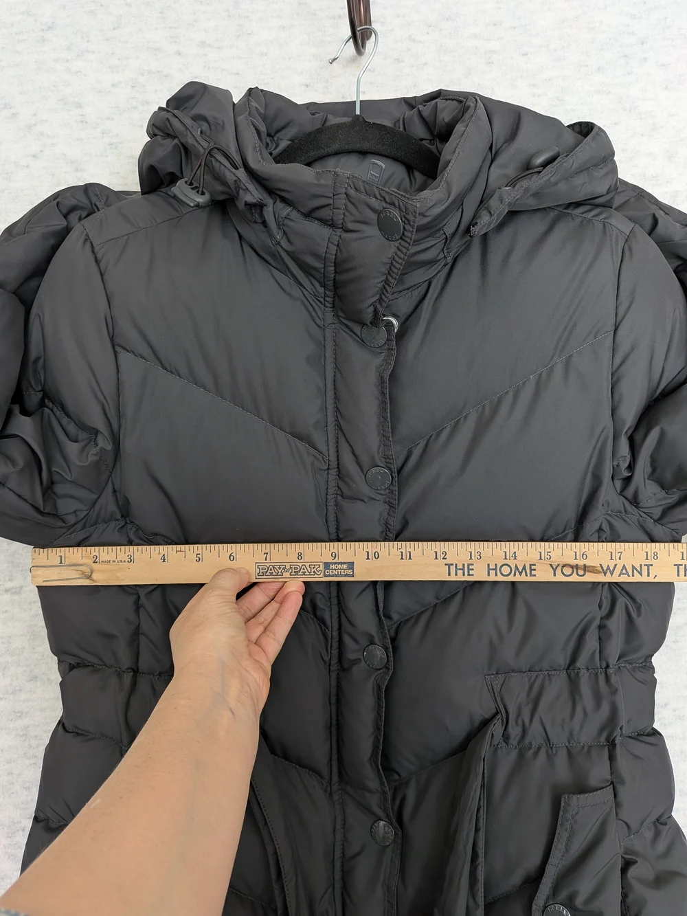 J.CREW Down Puffer Coat Belted Hooded Parka Jacket Black Size M Mid-Thigh Length